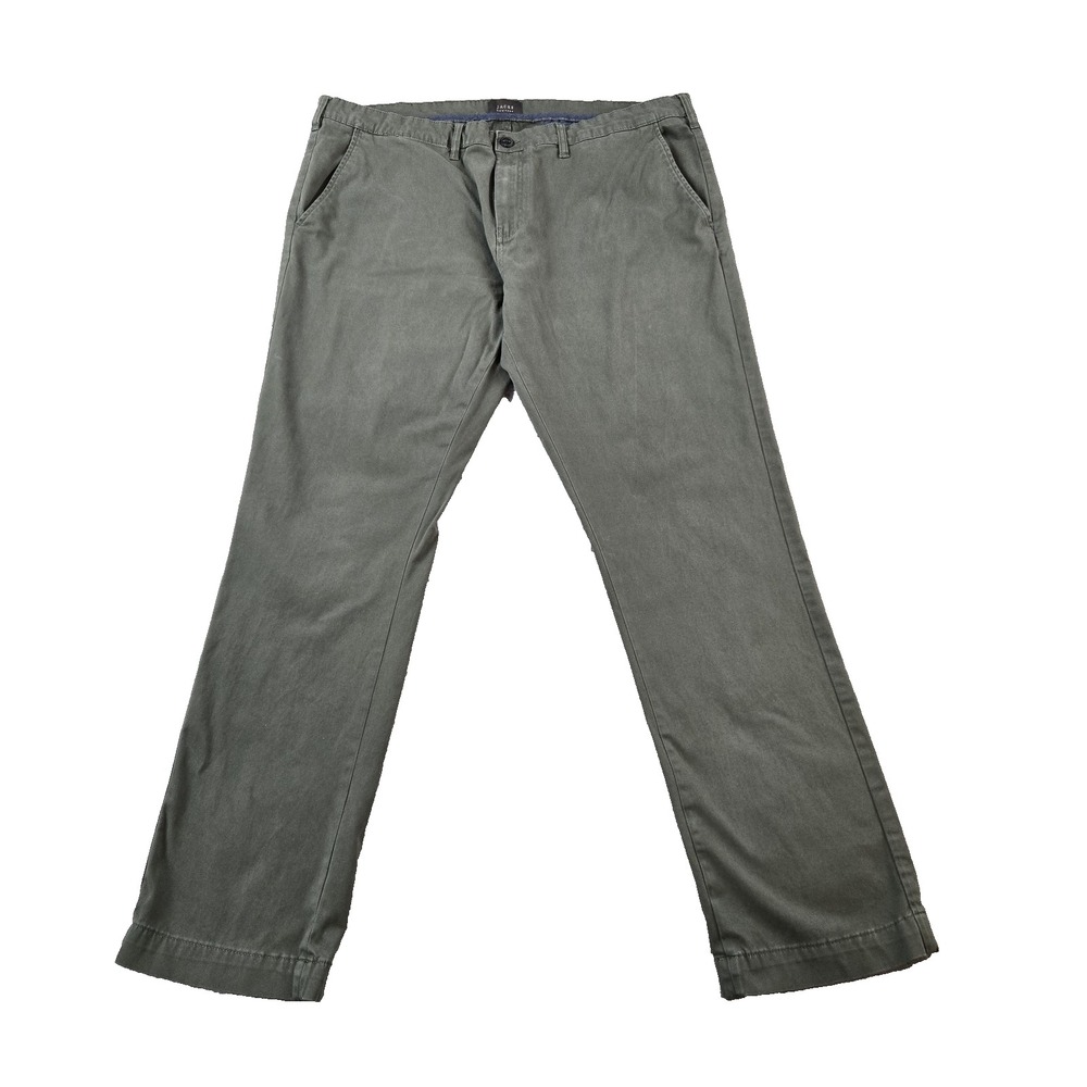Jachs NY Men's Chino Pants Casual Forest Green Straight Fit Stretch 42" X 34"‎